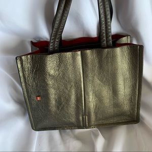 BALLY Brown Metallic Medium Leather Tote